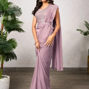Shimmering Pink Georgette Saree Fabric Accentuates