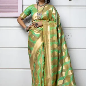 Weaving Silk Exclusive Green Banarasi Saree