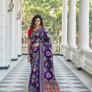 Wine Patola Weaving Silk Saree