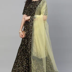 Sunshine Sparkle: Bollywood Velvet Lehenga Choli Set